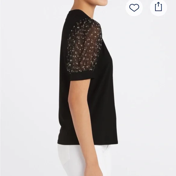 Cece Sportswear Floral Puff Sleeve Knit Top - Picture 3 of 4